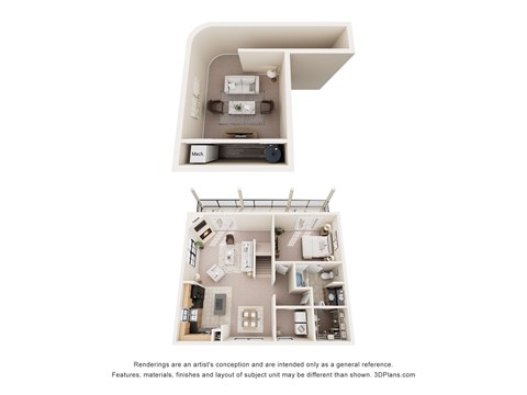 Floor plan for 1 bed, 1 bath, 1451 sqft